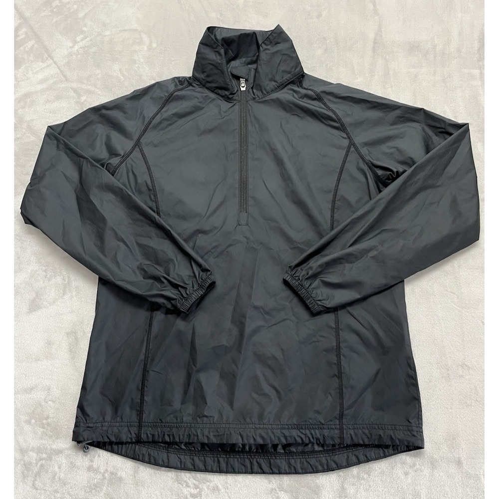 Peter Millar Windbreaker Jacket Women Small Black Full Zip Lightweight Mock Neck
